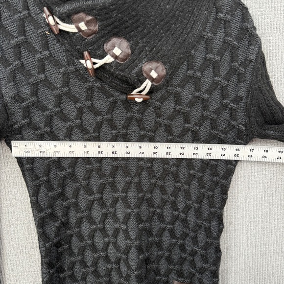 Leif Nelson Knit Sweater Cowl Shawl Neck Buckle Pullover‎ 3D Knit Fisherman Sz S - Picture 7 of 13
